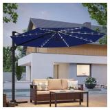10 ft Solar Cantilever Umbrella, Navy Blue