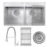 Spring Neck Faucet & Drying Rack Sink, 33x22