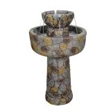 25.7in Stone Bird Bath with Pedestal