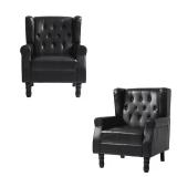 Black PU Leather Tufted Arm Chair, 1 Chair ONLY