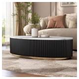 Keith 50" Black/White Marble Table