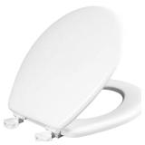Round Enameled Wood Toilet Seat, White