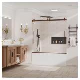 Peorsily 56-60" Sliding Tub Door, Oil Rubbed