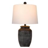 28 in. Rustic Black Ceramic Pot Table Lamp