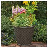 Suncast Sonora 22" Resin Wicker Planter Set