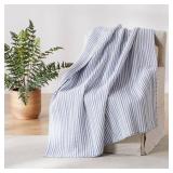 Tobago Stripe Blue Quilted Blanket
