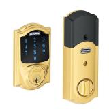 Camelot Bright Brass Smart Deadbolt