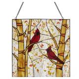 Cozy Cardinals Stained Glass Window Panel