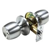 Malaga Keyed Entry Door Knob Lock Set, Satin