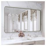 59x36 Rectangular Wall Mirror, Silver Metal