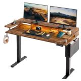 Rustic Sit-to-Stand Desk with Monitor