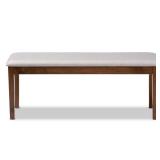 Teresa Grey and Walnut Fabric Dining Bench