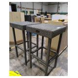 Gray Wicker Outdoor Bar Stools