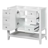 Bathroom White Linen Cabinet 35.5x18x32.9 in