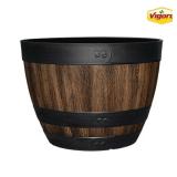Reedley 20in Walnut Resin Wine Barrel Planter