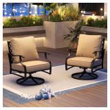 Black Metal Meshed Frame Swivel Chairs (2)