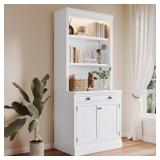 White 83.4 in. H Storage Cabinet with Drawer (2 B