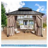 Fir Wood Gazebo with Steel Hardtop
