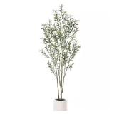 7 ft Artificial Olive Tree with White Planter