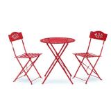 Red 3-Pc Iron Bistro Set (Table & Chairs)