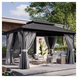 Aoxun 10ft x 12ft Hardtop Gazebo with Netting