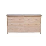 Brooklyn 6-Drawer Unfinished Wood Dresser