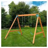 A-Frame Wooden Swing Set with 2 Swings/Combo