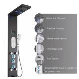 57 in. 5-Jet Shower Panel, LED, Black