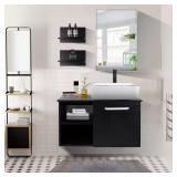 28in. W x 19in. D x 28in. H Black Vanity
