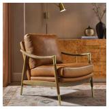 Langford Vegan Leather Armchair in Tan Walnut