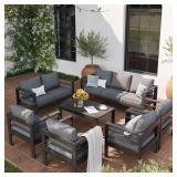 Charcoal Gray Patio Set with Cushions