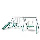 Rochester Metal Swing Set with Glider & Slide