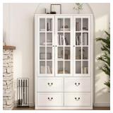 Wood Bookcase with Glass Doors