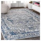 Persian Vintage Grey/Navy 8x10 Area Rug