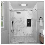 Peorsily Frameless Shower Door, Chrome