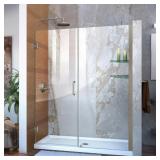 Unidoor Frameless Shower Door, Brushed Ni