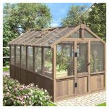 Wood Brown Garden Greenhouse with Panels