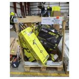 Skid Lot Of Assorted Ryobi Trimmers & Blowers