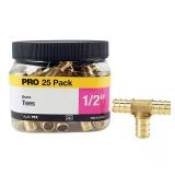1/2 in. Brass PEX-B Barb Tee (25 Pack)