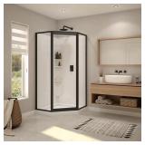 Summit Corner Shower Stall Kit, White/Black