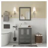 Ravenna 24" Vanity, Grey w/ Top & Mirror