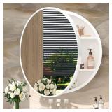 30 in. Round White Metal Medicine Cabinet