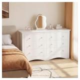LACOO Creaser 51.9 in. White MDF Dresser