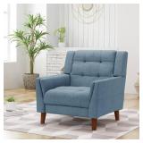 Candace Blue Fabric Arm Chair, Tufted