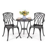 24" Cast Aluminum Bistro Set, Black
