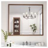 Walnut 36x36 Farmhouse Wall Mounted Mirror