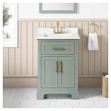 Doveton 24in Sage Green Vanity with Top