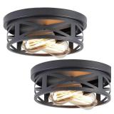 10.8 in. 2-Light Farmhouse Flush Mount