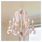 Farmhouse 5-Light White Wood Chandelier