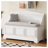 White Soft-Close Shoe Bench with Compartment